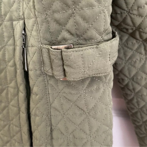 Gallery Olive Green Quilted Full Zip Jacket Pockets sz Large - Picture 9 of 12